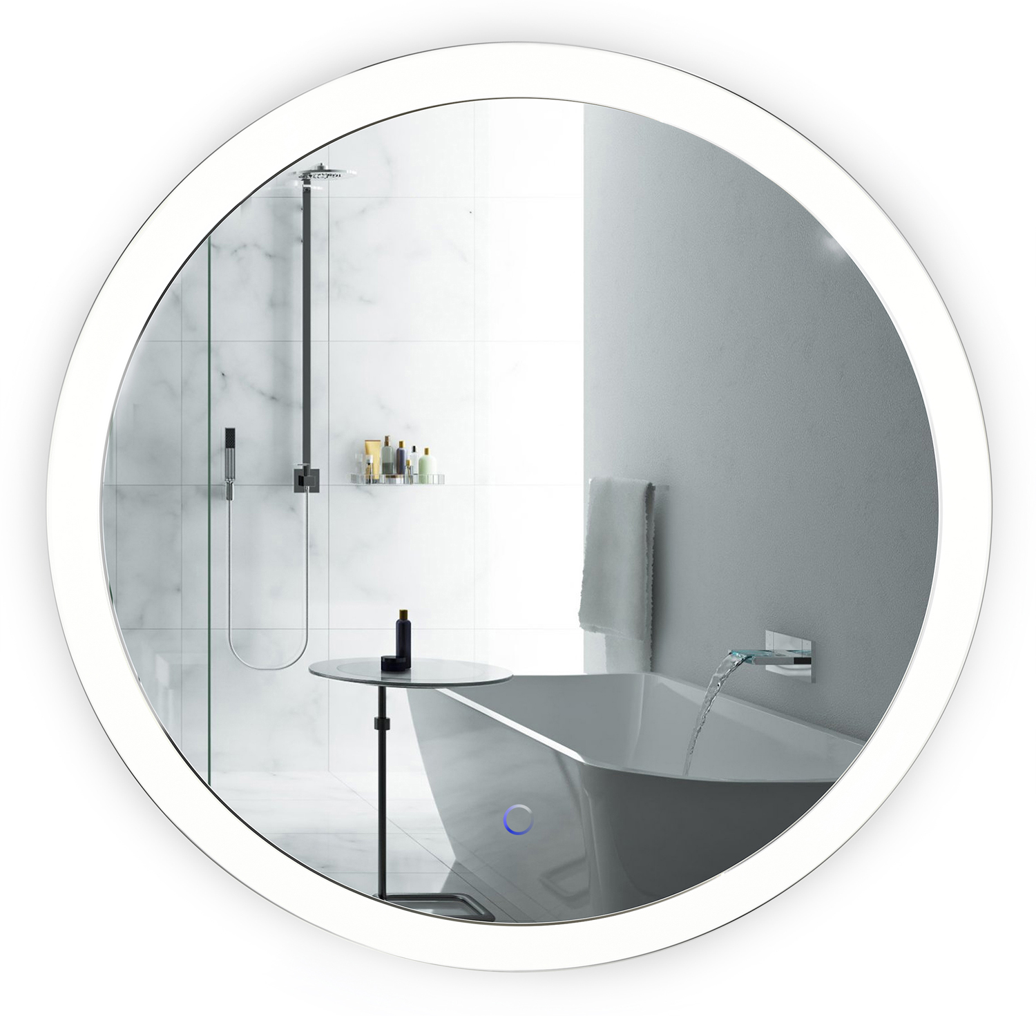 Sol Round 27″ x 27″ LED Bathroom Mirror w/ Dimmer & Defogger | Round Vanity Mirror Krugg Reflections USA
