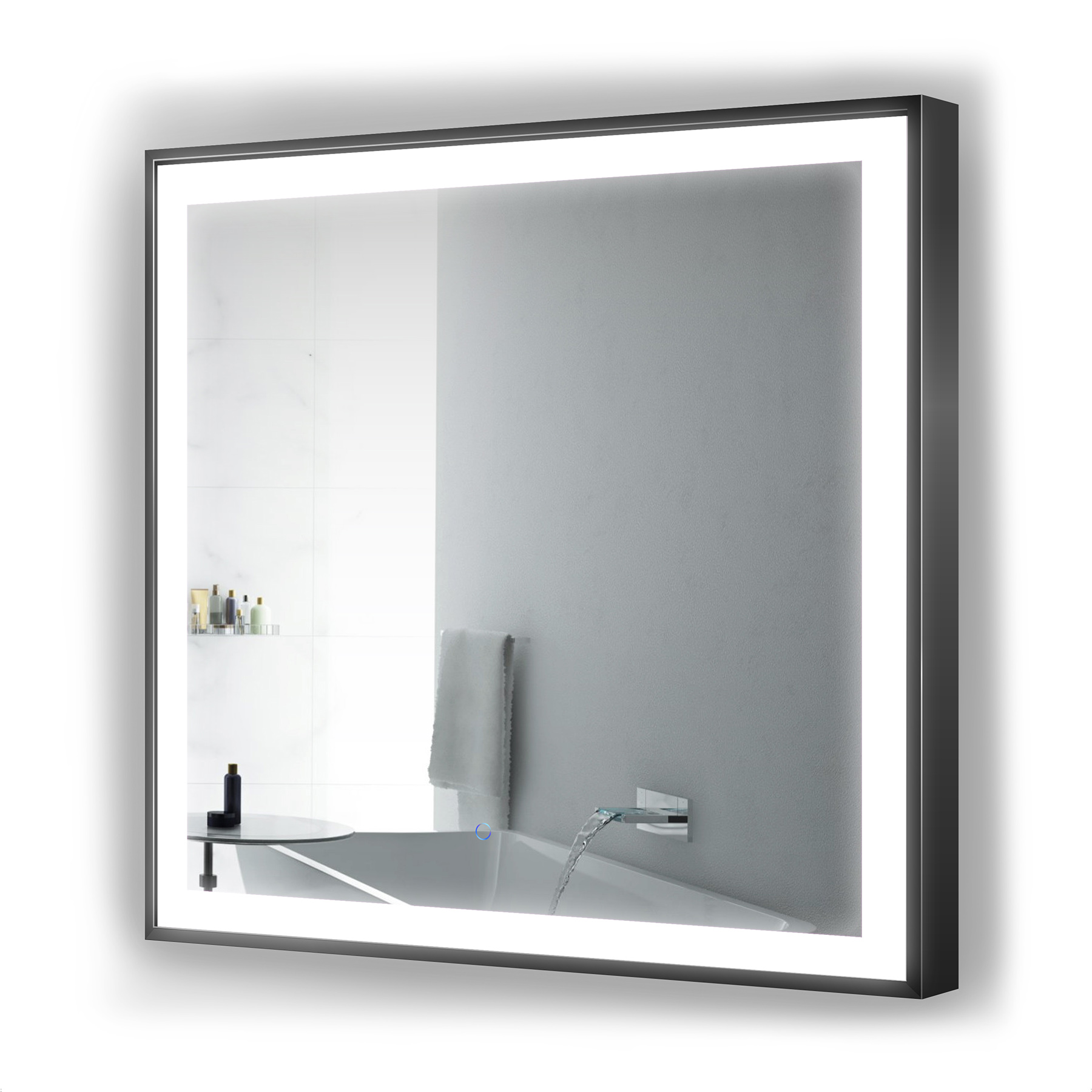 Scully maandelijks roze Krugg Soho 36″ X 36″ Black LED Bathroom Mirror - Krugg Reflections USA
